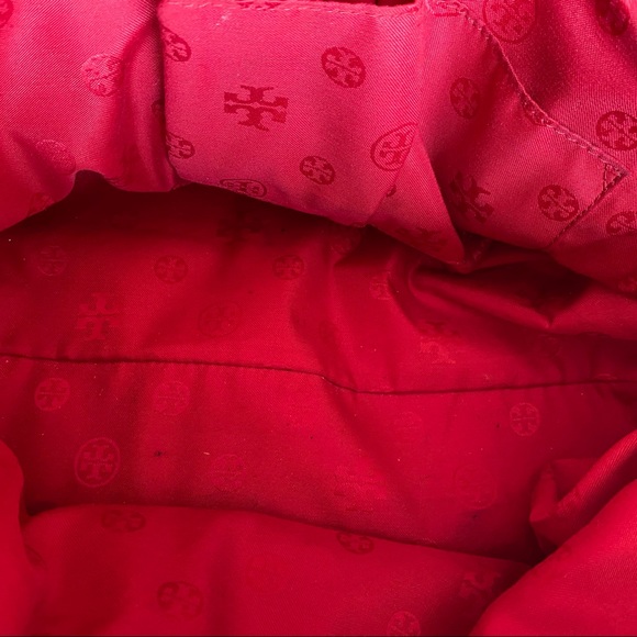 Tory Burch Savannah Canvas East West Tote Bag Red Purse - Picture 9 of 12